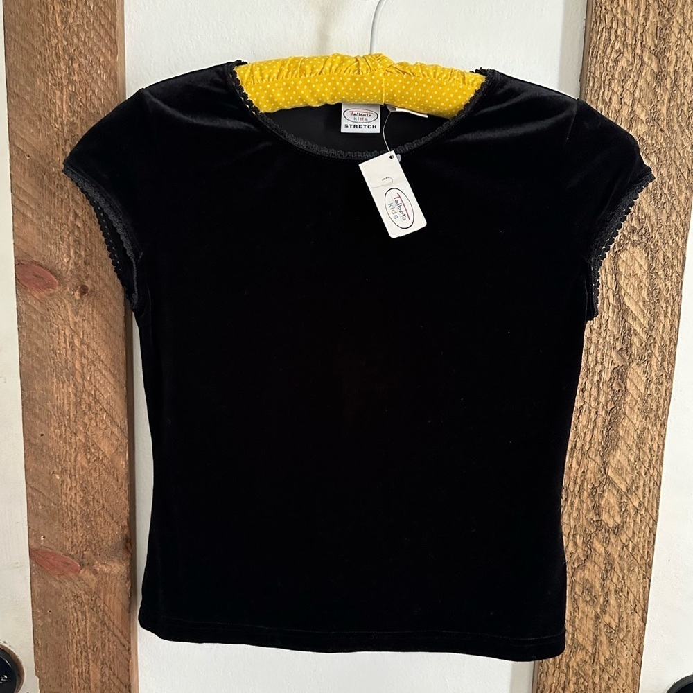 NEW Vintage 90s Talbots Kids Black Velvet Shirt Blouse Size 10
